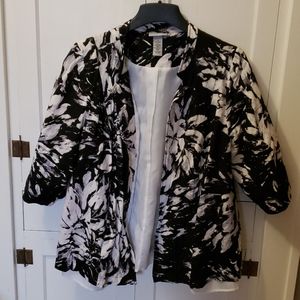 Womens black and white open jacket